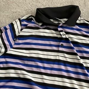 Nike dri fit golf shirt blue and black stripe
